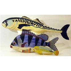 Hand Carved painted Wooden Fish * LARGE #2222342