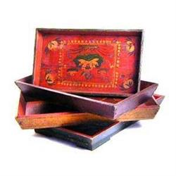 Antique 1910 Painted Wooden Tea Tray #2222343