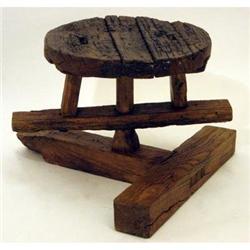 Old Primitive Wooden Potter's Wheel * China #2222344