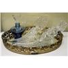 Image 1 : Perfume Tray w/ Deco Cornucopia Crystal Bottles#2222974