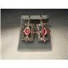 Image 1 : 18K Pink Gold Rose Cut Diamond Ruby Earrings #2235648