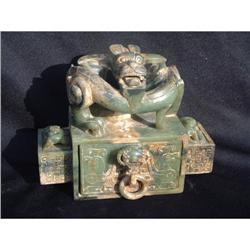 Antique large green jade carving in shape of a #2191542