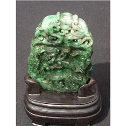 18th. century large jadeite plaque featuring 2 #2191547