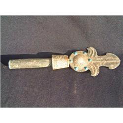 Shang period standard pole end with jade #2191589