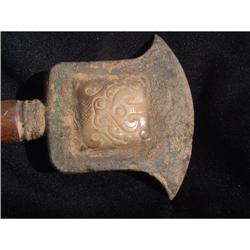 Shang period standard pole end with jade #2191590