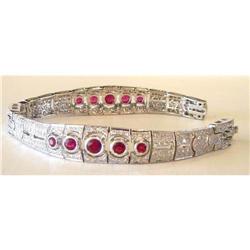 18K White Gold, Diamond & Ruby Bracelet #2191822