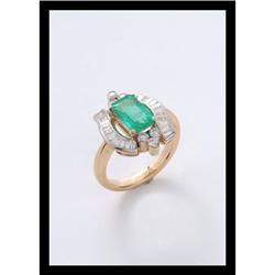 18ct YELLOW GOLD RING WITH DIAMOND AND EMERALD.#2207630