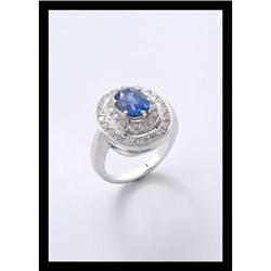 BLUE SAPPHIRE DIAMOND RING IN WHITE GOLD #2207631