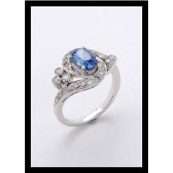 BLUE SAPPHIRE AND  DIAMOND WHITE GOLD RING. #2207634
