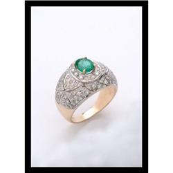 DIAMOND AND EMERALD RING IN YELLOW GOLD #2207637