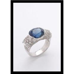 BLUE SAPPHIRE AND DIAMOND RING IN WHITE GOLD #2207638