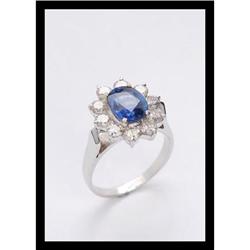 BLUE SAPPHIRE AND DIAMOND RING IN WHITE GOLD #2207639