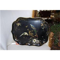 Antique Papier Mache Tray w/ painted birds #2207646