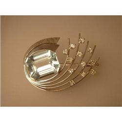 Brooch 14ct white gold Aquamarine & Diamond #2207655