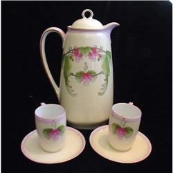 Art Deco Chocolate Set with Parrots and Grapes #2207658