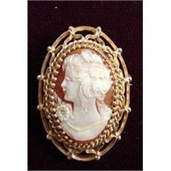 HEIRLOOM 14K GOLD CAMEO BROOCH/PENDANT #2207782