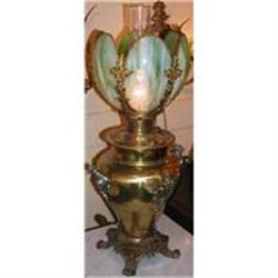 Victorian Slag Glass Oil Lamp #2207857