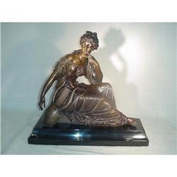 Classic  Bronze Lady W/Lyer Seated  #2207926
