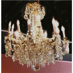 Antique Bronze an Crystal Chandelier Fixture #2208013