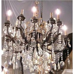 Antique Bronze and Crystal Chandelier Fixture #2208014