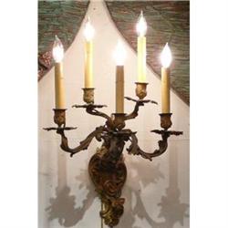 Pair of Antique Bronze Sconces Wall Lights #2208016
