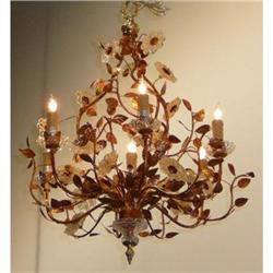 Tole Chandelier With Glass Flowers #2208034
