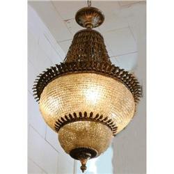 Beaded Crystal Silver Tone Chandelier  Fixture #2208051