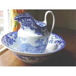 Minton Blue/White Jug and Bowl (c1880) #2208168