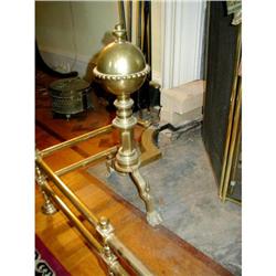 19thC AESTHETIC MOVEMENT "ORB" BRASS ANDIRONS/ #2208187