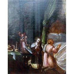 17th  C. Baroque Interior Oil on Canvas #2208197