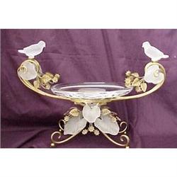 Orrefors frosted bird and leaf centerpiece #2208253