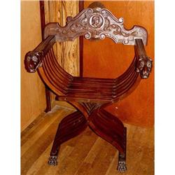 18c Savonarola Dantesca Throne Chair Lion Head #2208456