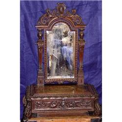 Rare 19c English Carved Mahogany Lady's Vanity #2208471