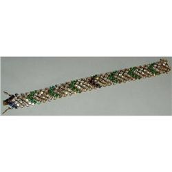 17ct Diamond Emerald Sapphire Bracelet 14k 14kt#2208486
