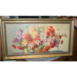 German still life  flowers signed oil canvas #2208504
