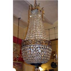 PAIR French Basket bronze crystal chandelier #2208513