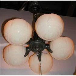 Custard Glass Art Deco Chandelier #2220836