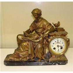 19th Century French Bronze Female Mantle Clock #2221436