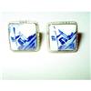Delft Earrings Holland Hand Painted Art Deco #2230407