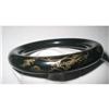 Black Glass Bangle Etched Asian/Oriental Design#2230495