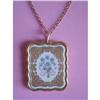 Necklace Gold Painted Floral Porcelain Pendant #2230496