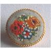 Image 1 : Art Deco Micro Mosaic Round Floral Brooch Pin  #2230552