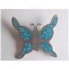 Image 1 : Butterfly Brooch Alpaca Silver Turquoise Inlay #2230566