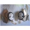 Image 1 : Cameo & Gold Tone Leaf Earrings Signed L&C #2230610