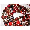 Image 1 : Double Strand Lucite Red, Gold & Black Necklace#2230614
