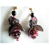 Image 1 : Art Glass Dangle Earrings Grape Clusters #2230632