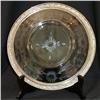 Image 1 : Sterling Rim Glass Plate Hand Etched #2230813