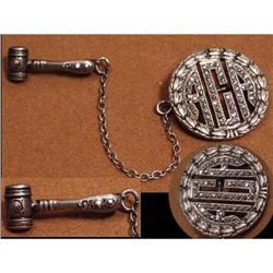 1920's STERLING Marcasite GAVEL masonic? Brooch#2232161
