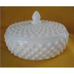 Milk Glass Hobnail Lidded Candy Dish #2232234