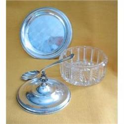 Glass Jam Pot  w/800 European Silver Lid, #2232289